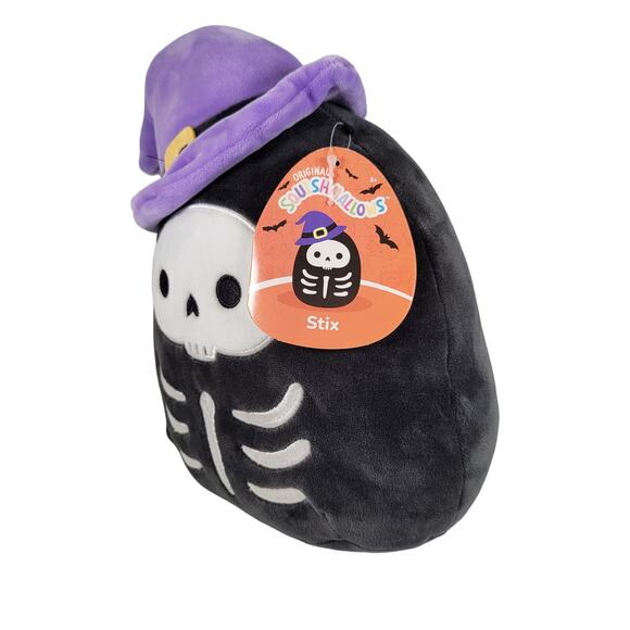Squishmallows Stix Halloween Skeleton Plush 2022 Purple Witch Hat 10” With Tags - Picture 13 of 15